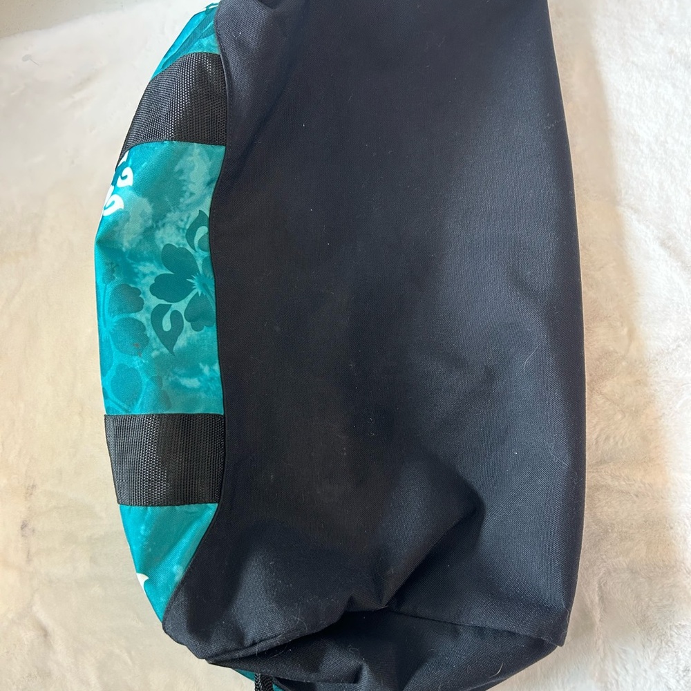 L.L. Bean Floral Duffel Bag Teal Travel Gym Weekender - Picture 15 of 16